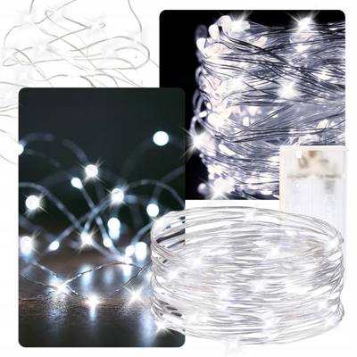 LAMPKI NA BATERIE LED Na druciku ŚWIATEŁKA choinkowe 5M zimny biały