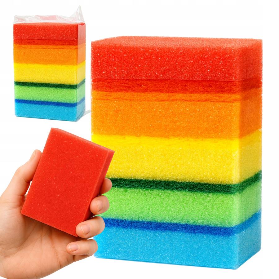 GĄBKI DO MYCIA NACZYŃ 5 SZT KOMPLET trwałe ostre ZMYWAK KUCHENNY GĄBKA