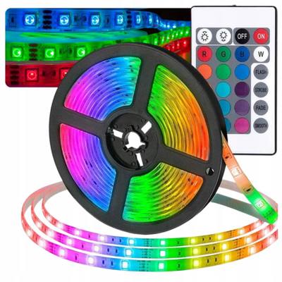 TAŚMA LED KOLOROWA 5M RGB Z PILOTEM wodoodporna PASEK LEDY OŚWIETLENIE
