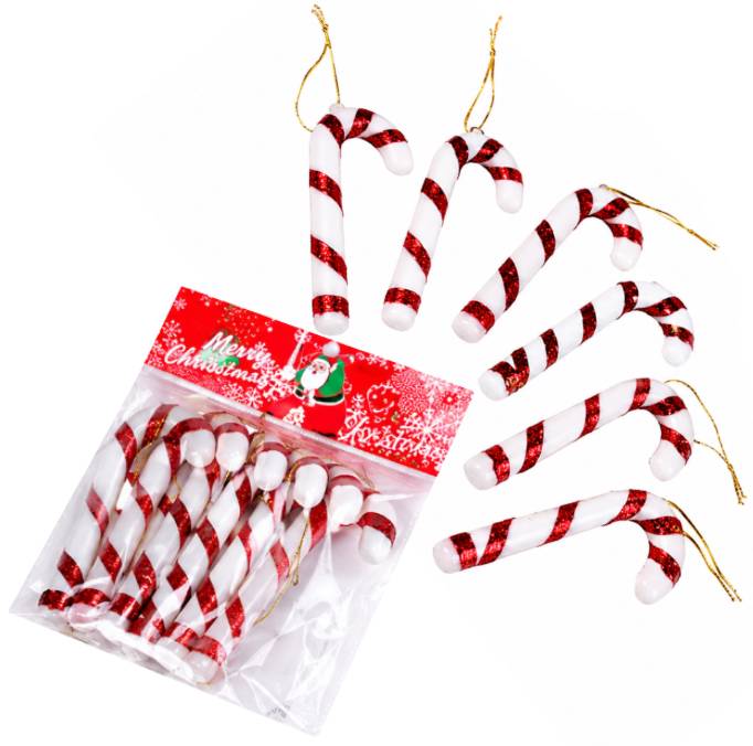 Bombki Zawieszki laski 7 cm 6 szt.