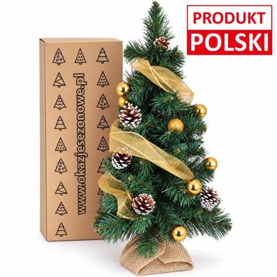 Choinka 65 cm zielona złote ozdoby