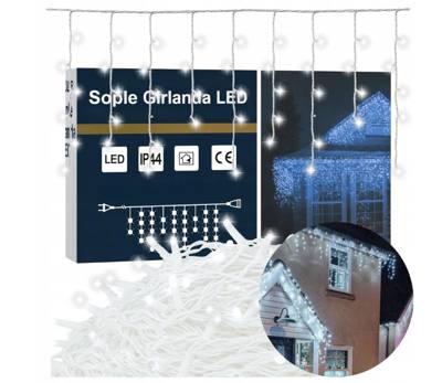 LAMPKI ZEWNĘTRZNE Sople KURTYNA Girlanda 500 LED Zimny biały + FLASH