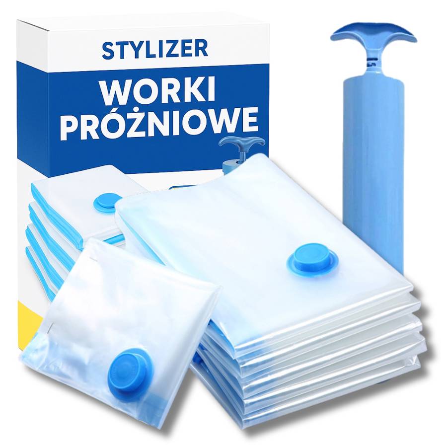 WORKI PRÓŻNIOWE NA UBRANIA POŚCIEL RÓŻNE ROZMIARY Z POMPKĄ ZESTAW 12 SZT