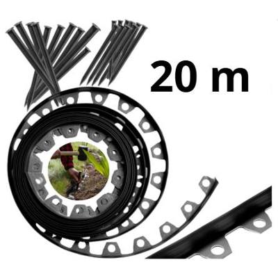 Obrzeże Ogrodowe Trawnikowe Plastikowe ELASTYCZNE Czarne 6cm 20m + Szpilki