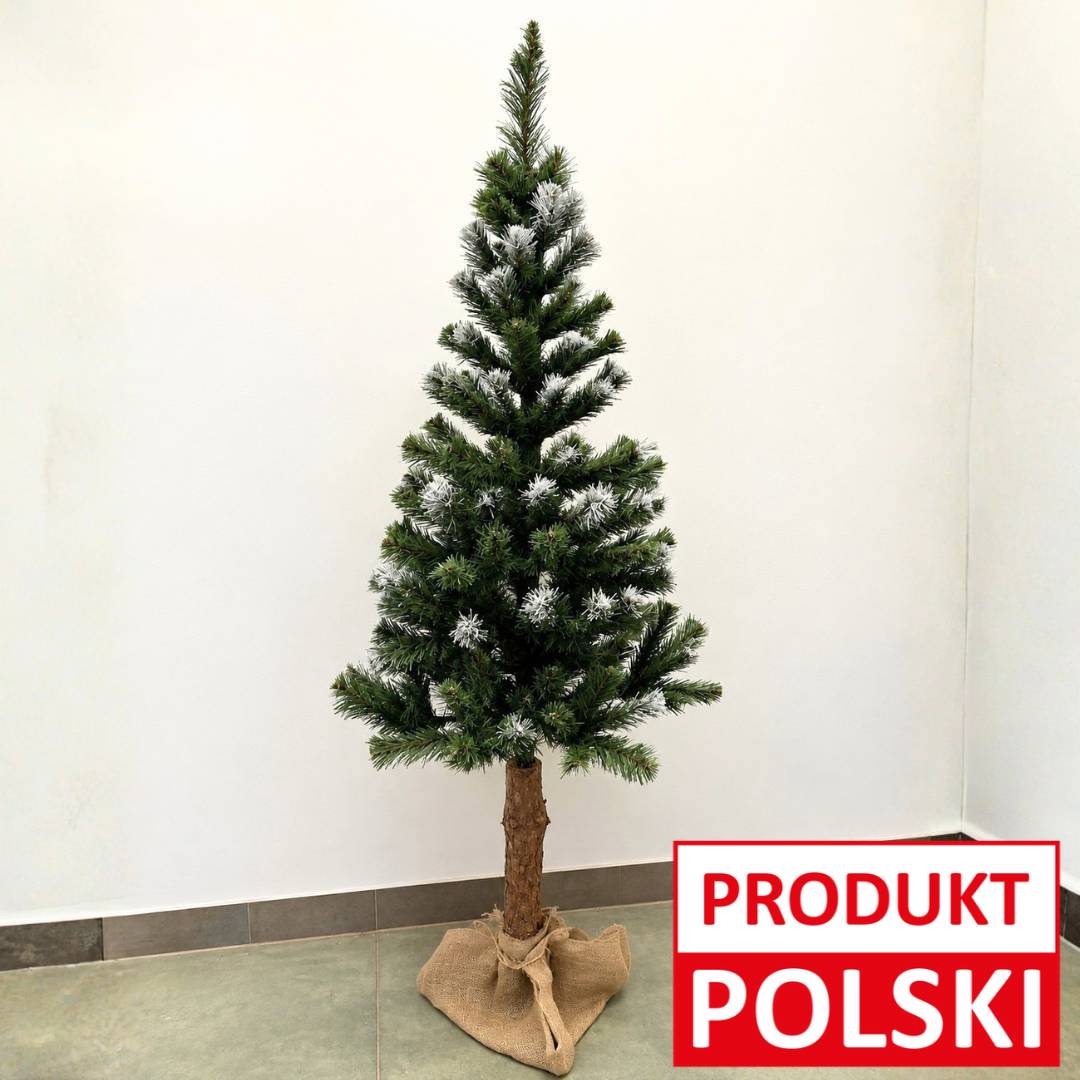 CHOINKA NA PNIU SZTUCZNA GĘSTA SOSNA DIAMENTOWA OŚNIEŻONA JUTA 180 CM