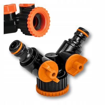 TRÓJNIK Z ZAWORAMI DO WĘŻA OGRODOWEGO 1x3/4" ROZDZIELACZ 2-drożny