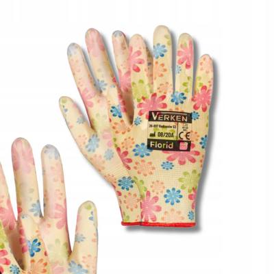 1x Rękawiczki RĘKAWICE ogrodowe kolorowe Ochronne w kwiaty r.6/XS