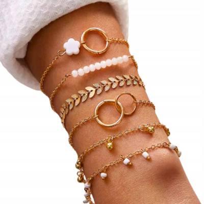 Bransoletka 6w1 Zestaw bransoletek na rękę BOHO Złote bransoletki 6 szt